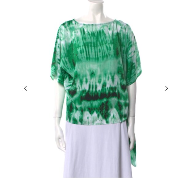 Michael Michael Kors size 2X Green Tie Dye Tie Hem Detail Flowy Top Vacation - Picture 1 of 9